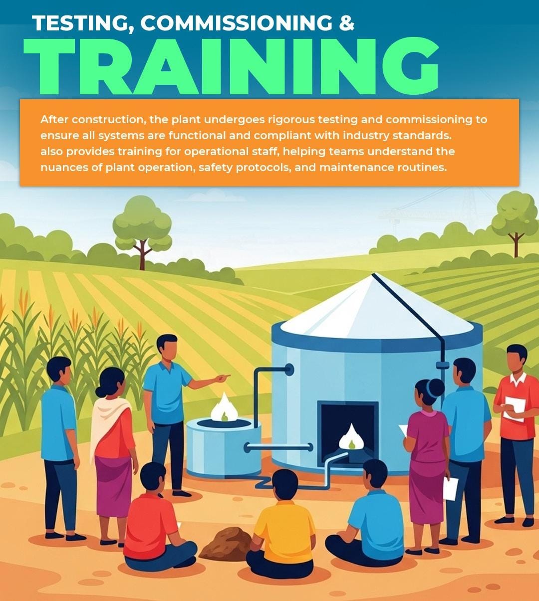 Testing, commissioning and staff training at a CBG plant