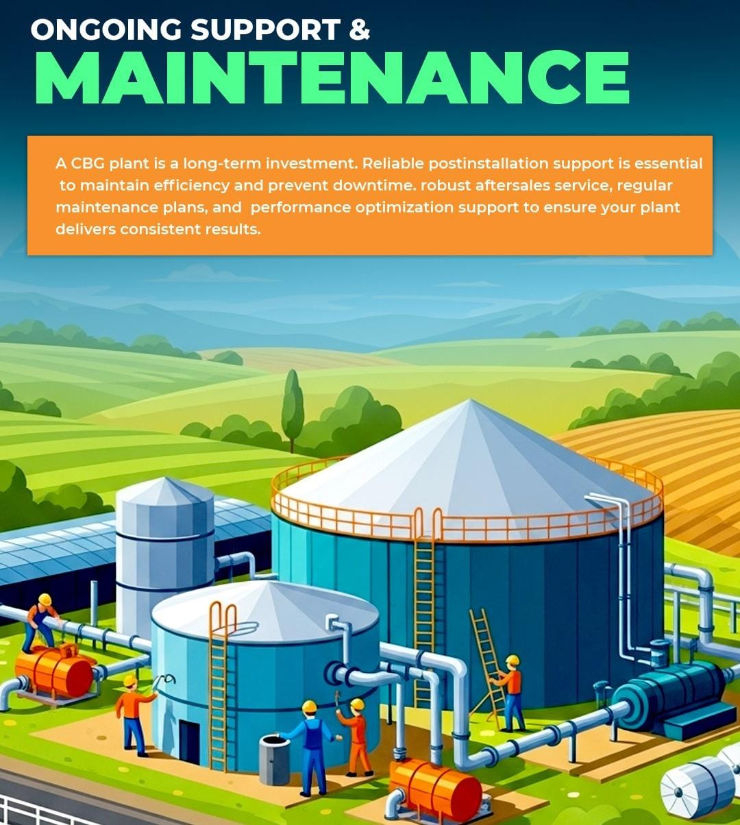 Ongoing support and maintenance for a CBG plant